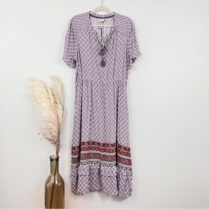Knox Rose NWT Violet Purple Floral Boho Maxi Dress • Size XL